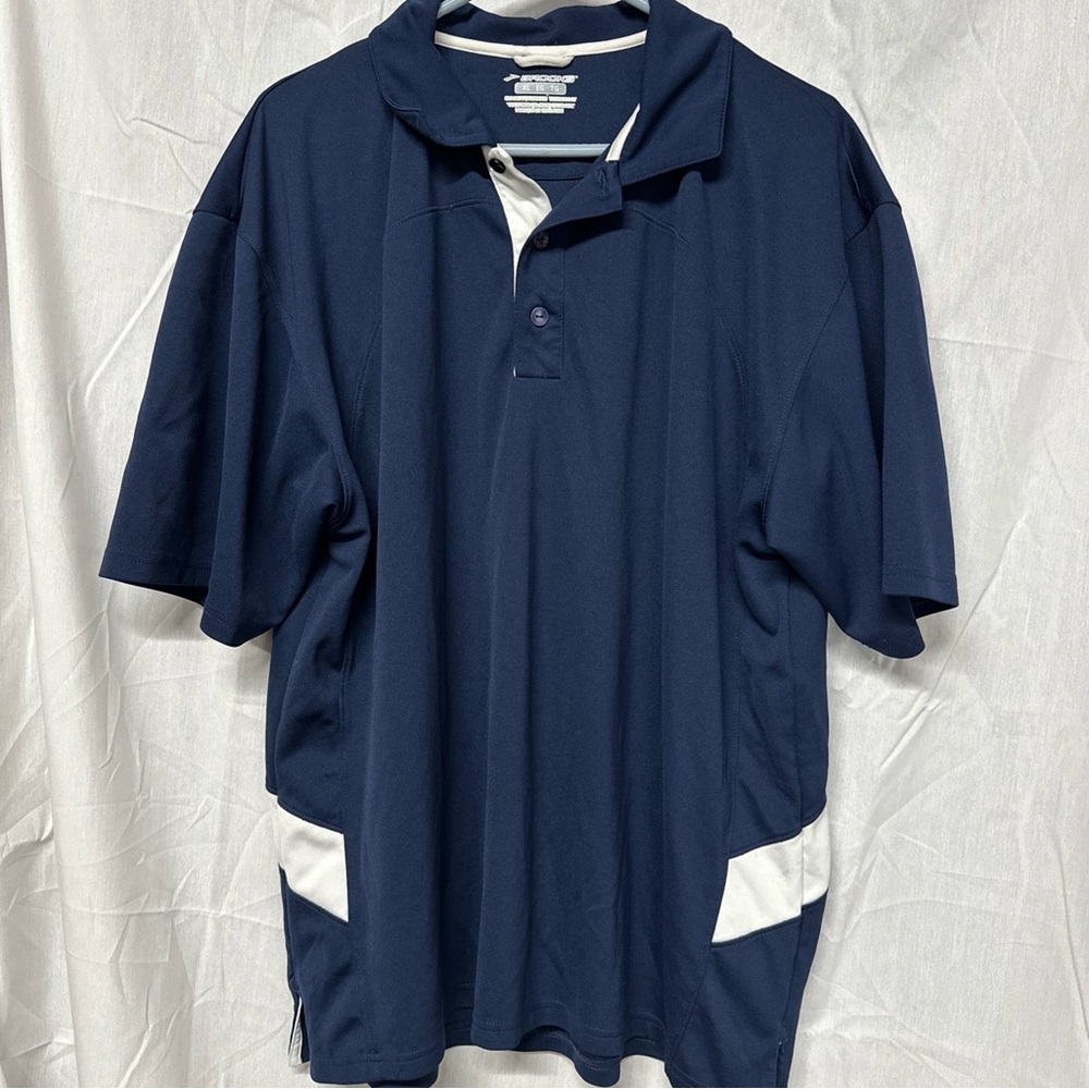 Brooks Men's Polo in Deep Blue and White
